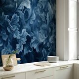  Foto tapeta - Abstract Ornaments: Dark Blue Victorian Leaves 500x350 Vodootporna | shoptok.hr