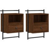 Maison Chic 2 kosi stenske nočne omarice - Nočne mize rjavi hrast 40x30x61 cm inž. les, (21689264) | Shoptok.si