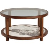 Ellos Home Rjava okrogla klubska mizica s stekleno mizno ploščo ø 80 cm Classeno – | Shoptok.si