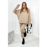 Kesi Insulated cotton set, sweatshirt with embroidery + beige trousers Cijene