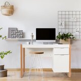  Moderna računalna stolica s ormarićem za pohranu, dim. 112,5 x 50 x 75 cm, bijela | shoptok.hr