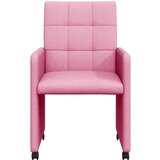 vidaXL jedilni stoli s kolesi 2 pcs roza 58 x 65 x 94 cm blago | Shoptok.si