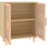  Komoda smeđa 60 x 30 x 70 cm masivna borovina i prirodni ratan | shoptok.hr
