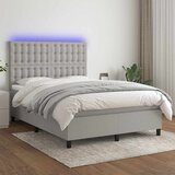  box spring s madracem LED svjetlosivi 140x200 cm tkanina | shoptok.hr