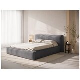 Micadoni Temno siva oblazinjena zakonska postelja s prostorom za shranjevanje z letvenim dnom 160x200 cm Simon Olivia – | Shoptok.si