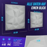 WANEELL 23x 3D stenska obloga Diamond 30 × 30 cm | Shoptok.si