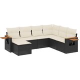  7-dijelni set vrtnih sofa od poliratana s jastucima crni | shoptok.hr