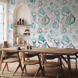  Foto tapeta - Autumn souvenirs - floral pattern with turquoise leaves 450x315 | shoptok.hr