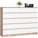 AKORD Komoda, 10 Predalov, Hrast Sonoma/Bela, (5000332282) | Shoptok.si