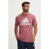 Adidas Bombažna kratka majica Essentials moška, roza barva, IX0137