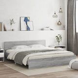 Maison Chic Posteljni okvir - Dvoposteljna postelja - Zakonska postelja z vzglavjem in LED siva sonoma 180x200 cm, (21697183) | Shoptok.si