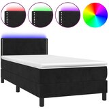  Krevet box spring s madracem LED crni 90x200 cm baršun | shoptok.hr