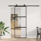  Klizna vrata s priborom crna 76 x 205 cm kaljeno staklo | shoptok.hr