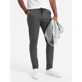 Ombre Men's knitted pants with elastic waistband - dark grey | Shoptok.si