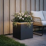  Vrtna posuda za sadnju s LED svjetlom Crna 40 x 40 x 40 cm Slike