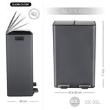 Spirella Tamno siva željezna kanta za smeće 2x30 l za odvojeni otpad/s pedalom Aliya – | shoptok.hr