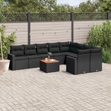  10-dijelni set vrtnih sofa s jastucima crni od poliratana | Eponuda.com