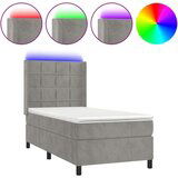  Box spring postelja z vzmetnico LED svetlo siva 90x200 cm žamet, (20789487) | Shoptok.si