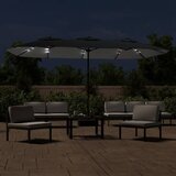  Dvostruki vrtni suncobran s LED svjetlima crni 449 x 265 cm | Eponuda.com