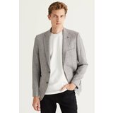 ALTINYILDIZ CLASSICS Men's Gray Slim Fit Slim Fit Monocollar Patterned Jacket. Cene