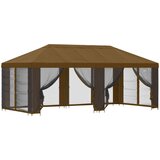 Paviljon s bočnim stranama 6 x 3 m Sivosmeđa Poliester i čelik | shoptok.hr