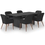 Poli 7-dijelni vrtni blagovaonski set od poliratana crni | shoptok.hr