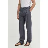 PepeJeans Hlače RELAXED PLEATED LINEN PANTS moške, siva barva, PM211700