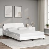 Maison Chic Posteljni okvir - Dvoposteljna postelja - Zakonska postelja z vzglavjem bel 140x190 cm umetno usnje-J15643, (21775230) | Shoptok.si