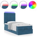 vidaXL Otomanski posteljni okvir z vzmetnicami moder 90x200cm žamet, (21610379) | Shoptok.si