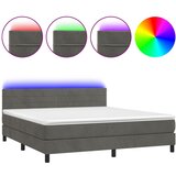  The Living Store Box spring postelja z vzmetnico LED temno siva 160x200 cm žamet - Box Spring Postelja, (21491062) | Shoptok.si