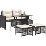  4-dijelni set vrtnih sofa od poliratana s jastucima staklo crni | Eponuda.com