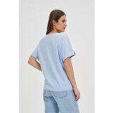 Marisse Blue Cotton T-Shirt With Pocket | Shoptok.si
