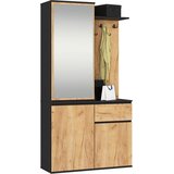 AKORD Entro Garderobni Komplet, Črna/Hrast Craft, (5000332870) Cene