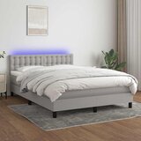  Krevet box spring s madracem LED svjetlosivi 140x190 cm tkanina | shoptok.hr