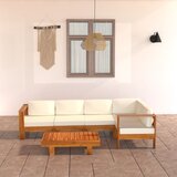 The Living Store Vrtna garnitura s kremno belimi blazinami 6-delna akacijev les - Vrtna Počivalna Garnitura, (21472726) | Shoptok.si