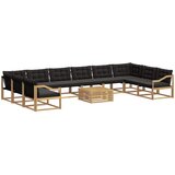 vidaXL Zunanja garnitura za sedenje z blazino 11 pcs Bela in črna, (5000281545) | Shoptok.si
