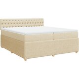 vidaXL Box spring postelja z vzmetnico krem 200x200 cm blago, (21305662) | Shoptok.si
