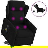 vidaXL Električni masažni naslonjač na podizanje od tkanine crni | shoptok.hr