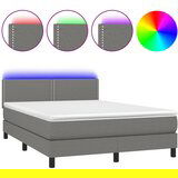 The Living Store Box spring postelja z vzmetnico LED temno siva 140x200 cm blago - Box Spring Postelja, (21520693) | Shoptok.si