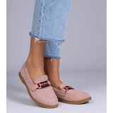 Gemre Pink eco-suede loafers with a gold ornament Daliana | shoptok.hr