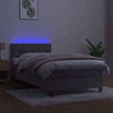  Krevet box spring s madracem LED svjetlosivi 80x200 cm baršun | shoptok.hr