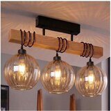 Brilagi Plafonski luster WOOD GLASS 3xE27/60W/230V borovina/crna/zadimljeno braon u