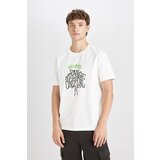 Defacto Beetlejuice (1988) Men's Ecru Regular Cut Crew Neck Printed Short Sleeve T-Shirt