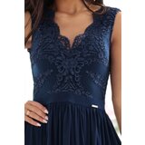 Numoco 215-6 LEA long elegant maxi dress with lace top and slit on the leg - navy blue | Shoptok.si