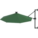  Zidni vrtni suncobran s LED svjetlima 300 cm zeleni | Eponuda.com