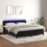 vidaXL Krevet box spring s madracem LED crni 180x200 cm baršun Cijene