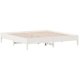  The Living Store Posteljni okvir brez vzmetnice bel 200x200 cm trdna borovina - Posteljni Okvir, (21499999) | Shoptok.si