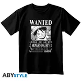 majica one piece - wanted luffy - unisex - black - l