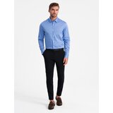 Ombre Classic men's SLIM FIT satin fabric shirt - blue | Eponuda.ba
