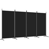 Sobna pregrada s 4 panela crna 346x180 cm od tkanine | shoptok.hr